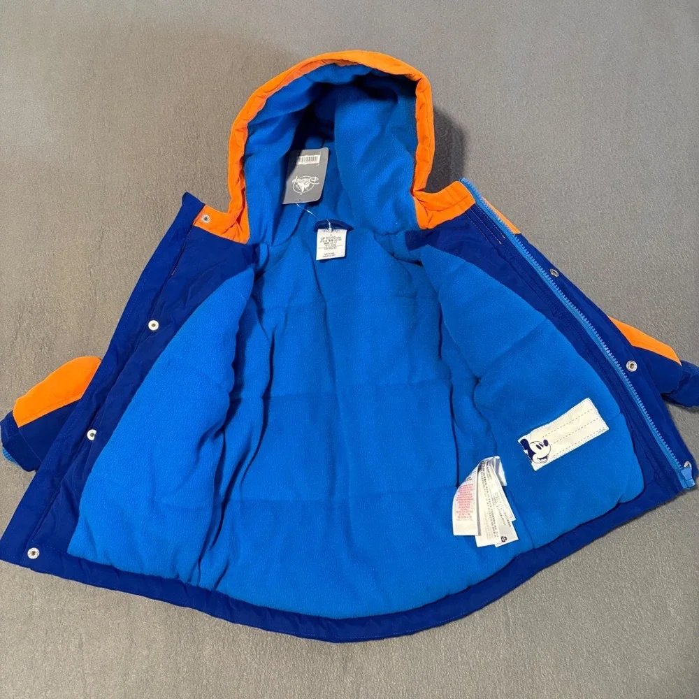 Disney Mickey Mouse Puffer Jacket Toddler Boys 2 Blue Orange Alpine Vibe Hooded